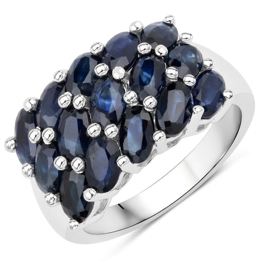 Bids.com 3.30 Carat Genuine Blue Sapphire .925 Sterling Silver Ring Rings White Smoke size 6.00,size 7.00,size 8.00,size 5.00,size 9.00