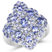 Bids.com 3.31 Carat Genuine Tanzanite .925 Sterling Silver Ring Rings White Smoke size 5.50,size 6.00,size 7.00,size 8.00,size 9.00