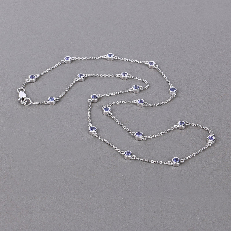 Bids.com 1.80 Carat Genuine Tanzanite .925 Sterling Silver Necklace Necklaces Dark Gray size 18.00