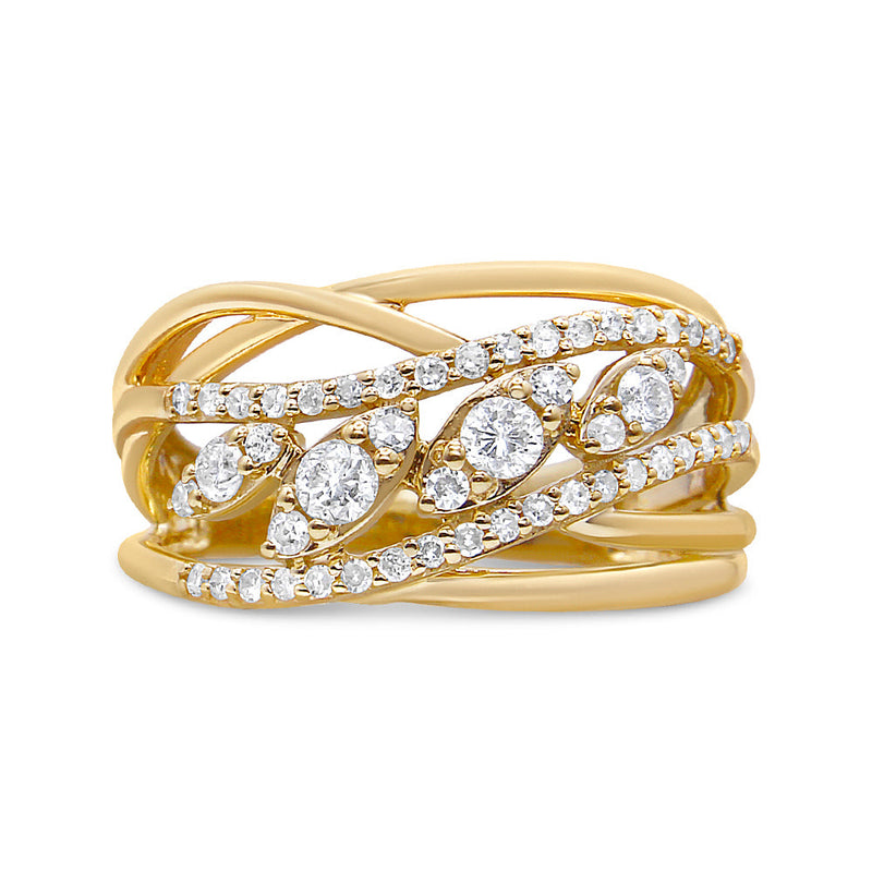 Bids.com 10K Yellow Gold 1/2 Cttw Round-Cut Multi Row Diamond Split Shank Cocktail Ring (H-I Color, SI2-I1 Clarity) - Size 7 Rings White Smoke 9 / Yellow.Gold,8 / Yellow.Gold,6 / Yellow.Gold,7 / Yellow.Gold,5 / Yellow.Gold,10 / Yellow.Gold