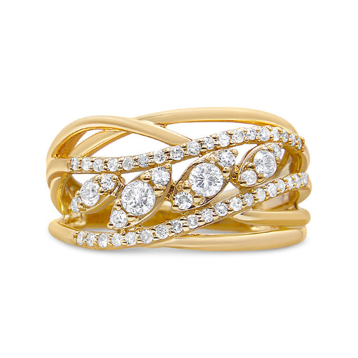 Bids.com 10K Yellow Gold 1/2 Cttw Round-Cut Multi Row Diamond Split Shank Cocktail Ring (H-I Color, SI2-I1 Clarity) - Size 7 Rings White Smoke 9 / Yellow.Gold,8 / Yellow.Gold,6 / Yellow.Gold,7 / Yellow.Gold,5 / Yellow.Gold,10 / Yellow.Gold