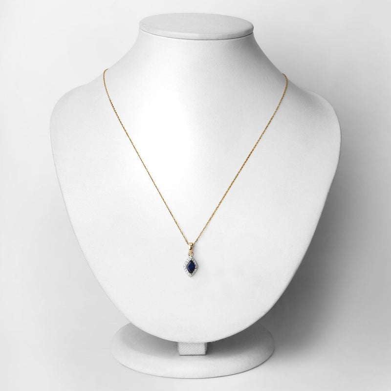 Bids.com 0.92 Carat Genuine Blue Sapphire and White Diamond 14K Yellow Gold Pendant Pendants Lavender