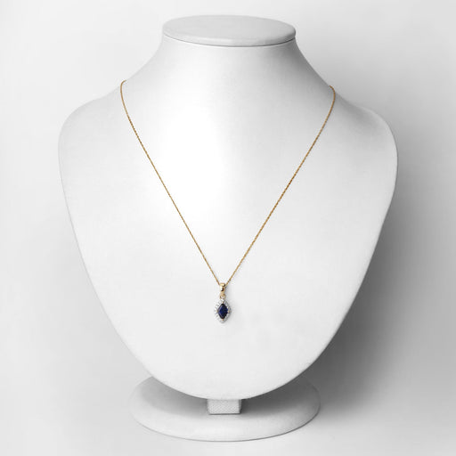 Bids.com 0.92 Carat Genuine Blue Sapphire and White Diamond 14K Yellow Gold Pendant Pendants Lavender