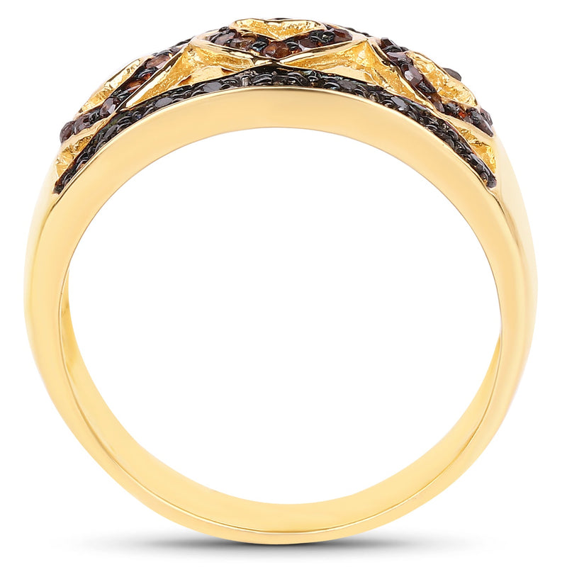Bids.com 14K Yellow Gold Plated 0.32 Carat Genuine Black Diamond and Red Diamond .925 Sterling Silver Ring Rings White Smoke size 6.00,size 8.00,size 7.00,size 9.00