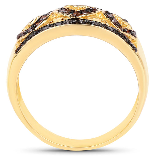 Bids.com 14K Yellow Gold Plated 0.32 Carat Genuine Black Diamond and Red Diamond .925 Sterling Silver Ring Rings White Smoke size 6.00,size 8.00,size 7.00,size 9.00