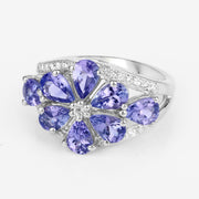 Bids.com 3.24 Carat Genuine Tanzanite and White Topaz .925 Sterling Silver Ring Rings Lavender size 7.00,size 6.00,size 8.00,size 9.00,size 5.00