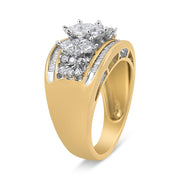 Bids.com 10K Yellow and White Gold 1 1/2 Cttw Pear Shaped 3 Stone Style Diamond Ring Band (H-I Color, SI1-SI2 Clarity) - Ring Size 7 Rings White Smoke 7 / YellowWhite.Gold