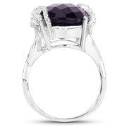Bids.com 10.44 Carat Genuine Amethyst and White Topaz .925 Sterling Silver Ring Rings White Smoke size 5.00,size 6.00,size 8.00,size 9.00,size 10.00,size 7.00,size 11.00