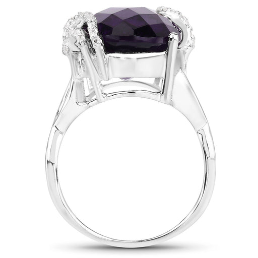 Bids.com 10.44 Carat Genuine Amethyst and White Topaz .925 Sterling Silver Ring Rings White Smoke size 5.00,size 6.00,size 8.00,size 9.00,size 10.00,size 7.00,size 11.00