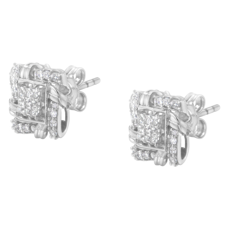Bids.com .925 Sterling Silver 1/2 Cttw Round-Cut Diamond Stud Earrings (I-J Color, I1-I2 Clarity) Earrings White Smoke White.Sterling Silver / 0.5