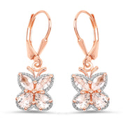 Bids.com 18K Rose Gold Plated 1.88 Carat Genuine Morganite .925 Sterling Silver Earrings Earrings White Smoke