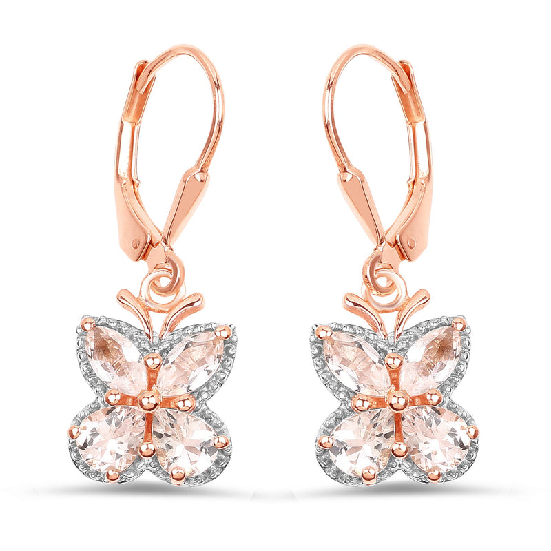 Bids.com 18K Rose Gold Plated 1.88 Carat Genuine Morganite .925 Sterling Silver Earrings Earrings White Smoke