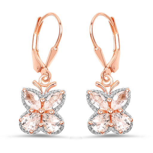 Bids.com 18K Rose Gold Plated 1.88 Carat Genuine Morganite .925 Sterling Silver Earrings Earrings White Smoke