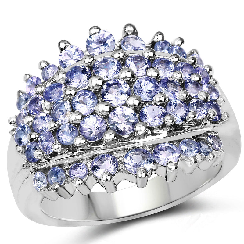 Bids.com 2.35 Carat Genuine Tanzanite .925 Sterling Silver Ring Rings White Smoke size 6.00,size 7.00,size 8.00,size 9.00