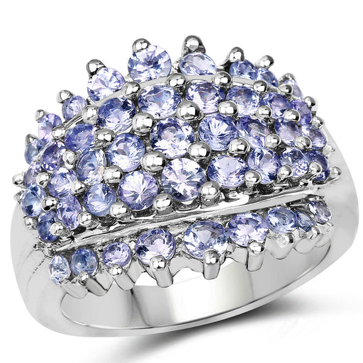 Bids.com 2.35 Carat Genuine Tanzanite .925 Sterling Silver Ring Rings White Smoke size 6.00,size 7.00,size 8.00,size 9.00