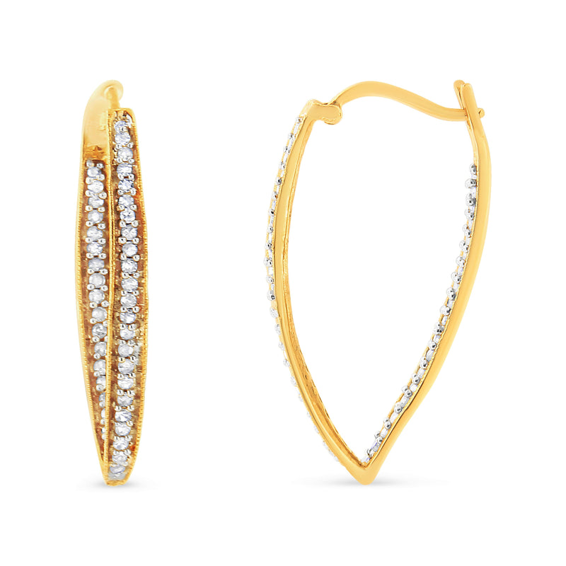 Bids.com 10K Yellow Gold 1/2 Cttw Round-Cut Diamond Modern Hoop Earrings (I-J Color, I2-I3 Clarity) Earrings White Smoke Yellow.Gold / 0.5
