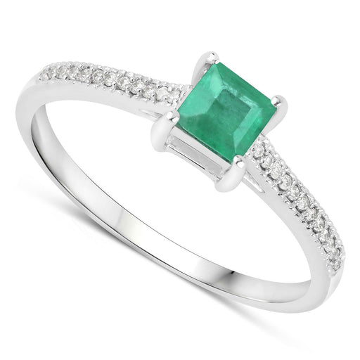 Bids.com 0.67 Carat Genuine Zambian Emerald and White Diamond 14K White Gold Ring Rings White Smoke size 5.00,size 6.00,size 7.00,size 8.00,size 9.00