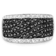 Bids.com 0.79 Carat Genuine Black Diamond .925 Sterling Silver Ring Rings Dark Slate Gray size 7.00,size 8.00,size 6.00,size 9.00