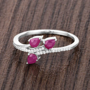 Bids.com 0.68 Carat Genuine Ruby and White Diamond 14K White Gold Ring Rings Dim Gray size 5.00,size 6.00,size 7.00,size 8.00,size 9.00