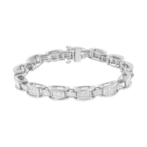 Bids.com 14K White Gold 5.0 Cttw Princess Cut Diamond Invisible Set Alternating Size D Shaped Links Tennis Bracelet (H-I Color, SI2-I1 Clarity) - 7â€ Bracelets White Smoke White.Gold / 7