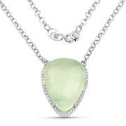 Bids.com 10.77 Carat Genuine Prehnite And White Topaz .925 Sterling Silver Pendant Pendants White Smoke