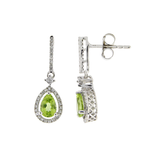 Bids.com 1.10ct Peridot Diamond Dangle Earrings 14KT White Gold Earrings White Smoke