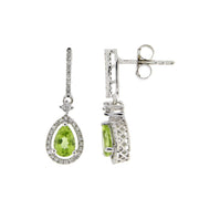 Bids.com 1.10ct Peridot Diamond Dangle Earrings 14KT White Gold Earrings White Smoke