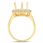 Bids.com 0.48 Carat Genuine White Diamond 14K Yellow Gold Semi Mount Ring - holds 11x9mm Pear Gemstone Rings White Smoke size 7.00,size 6.00,size 8.00