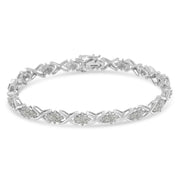 Bids.com .925 Sterling Silver 1-1/2 Cttw Diamond Cluster X Link 7" Tennis Bracelet (I-J color, I3 clarity) Bracelets White Smoke White.Sterling Silver / 7