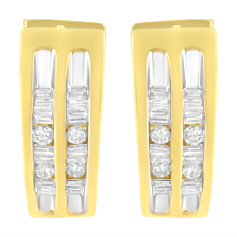 Bids.com 10K Yellow Gold 1/2 cttw Diamond Huggy Heart Hoop Earrings (I-J Clarity, I2-I3 Color) Earrings White Smoke Yellow.Gold / 0.5