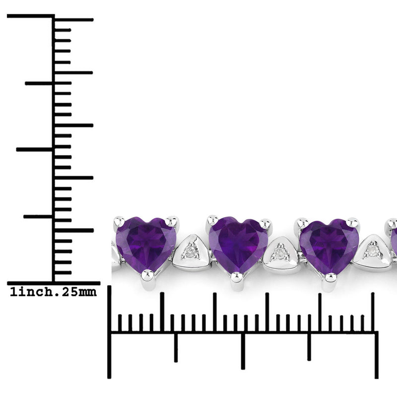 Bids.com 10.01 Carat Genuine Amethyst and White Diamond .925 Sterling Silver Bracelet Bracelets White Smoke size 5.50