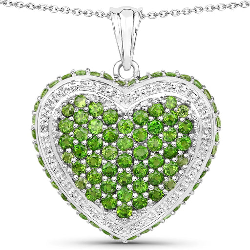 Bids.com 4.62 Carat Genuine Chrome Diopside .925 Sterling Silver Pendant Pendants White Smoke