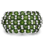 Bids.com 5.04 Carat Genuine Chrome Diopside .925 Sterling Silver Ring Rings White Smoke size 8.00,size 9.00,size 5.00,size 6.00,size 7.00