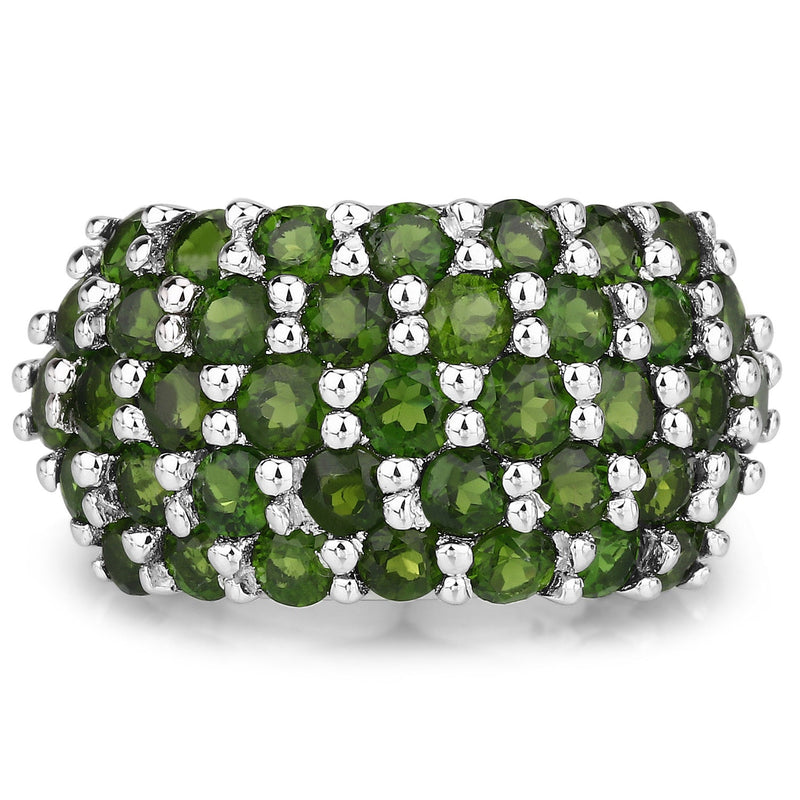 Bids.com 5.04 Carat Genuine Chrome Diopside .925 Sterling Silver Ring Rings White Smoke size 8.00,size 9.00,size 5.00,size 6.00,size 7.00