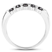 Bids.com 0.50 Carat Genuine Black Diamond .925 Sterling Silver Ring Rings White Smoke size 6.00,size 7.00,size 8.00,size 9.00