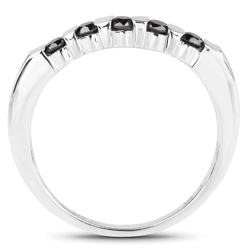 Bids.com 0.50 Carat Genuine Black Diamond .925 Sterling Silver Ring Rings White Smoke size 6.00,size 7.00,size 8.00,size 9.00