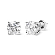 Bids.com IGI Certified 14K White Gold 5.00 Cttw Round Brilliant-Cut Lab Grown Diamond Classic 4-Prong Stud Earrings with Screw Backs (F-G Color, SI1 Clarity) Earrings White Smoke White.Gold / 5