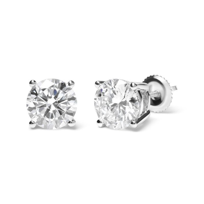 Bids.com IGI Certified 14K White Gold 5.00 Cttw Round Brilliant-Cut Lab Grown Diamond Classic 4-Prong Stud Earrings with Screw Backs (F-G Color, SI1 Clarity) Earrings White Smoke White.Gold / 5
