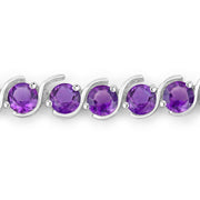Bids.com 2.64 Carat Genuine Amethyst .925 Sterling Silver Bracelet Bracelets White Smoke size 10.00