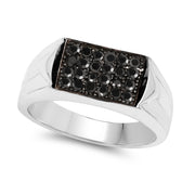 Bids.com 0.42 Carat Genuine Black Diamond .925 Sterling Silver Ring Rings White Smoke size 9.00,size 6.00,size 7.00,size 8.00