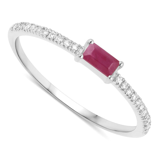 Bids.com 0.22 Carat Genuine Ruby and White Diamond 14K White Gold Ring Rings White Smoke size 5.00,size 6.00,size 7.00,size 8.00,size 9.00