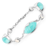 Bids.com 29.70 Carat Genuine Amazonite and White Agate .925 Sterling Silver Bracelet Bracelets White Smoke size 7.50