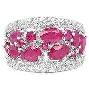 Bids.com 3.89 Carat Genuine Ruby and White Zircon .925 Sterling Silver Ring Rings White Smoke size 7.00,size 5.00,size 6.00,size 8.00,size 9.00