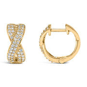 Bids.com 14K Yellow Gold 1/3 Cttw Diamond Criss Cross Huggie Hoop Earrings (G-H Color, SI2-I1 Clarity) Earrings White Smoke Yellow.Gold / 0.35