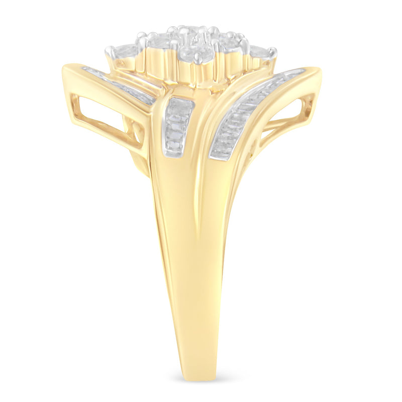 Bids.com 10K Yellow Gold Diamond Bypass Cluster Ring (1 Cttw, I-J Color, I2-I3 Clarity) - Size 7 Rings White Smoke 6 / Yellow.Gold,6.5 / Yellow.Gold,7.5 / Yellow.Gold,8 / Yellow.Gold,7 / Yellow.Gold