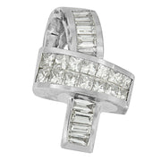 Bids.com 14K White Gold 2 cttw Princess and Baguette Cut Diamond Ribbon Pendant Necklace (H-I, SI-SI2) Necklaces White Smoke White.Gold / 18