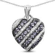 Bids.com 1.30 Carat Genuine Tanzanite and White Topaz .925 Sterling Silver Pendant Pendants White Smoke