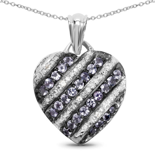 Bids.com 1.30 Carat Genuine Tanzanite and White Topaz .925 Sterling Silver Pendant Pendants White Smoke