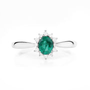 Bids.com 0.40 Carat Genuine Zambian Emerald and White Diamond 14K White Gold Ring Rings White Smoke size 5.00,size 6.00,size 7.00,size 8.00,size 9.00