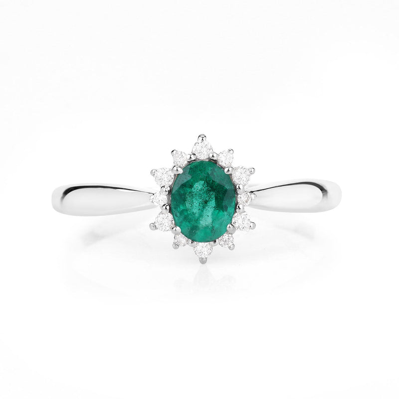 Bids.com 0.40 Carat Genuine Zambian Emerald and White Diamond 14K White Gold Ring Rings White Smoke size 5.00,size 6.00,size 7.00,size 8.00,size 9.00